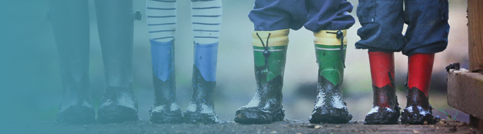 Family wellies adult and three children